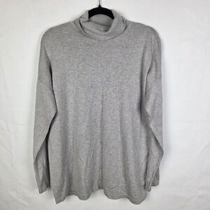 J Jill Turtleneck Sweater Silk Cotton Gray Neutral Minimalist Casual Size Large